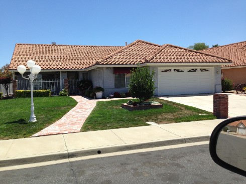 Blue Grey Colored Stucco House